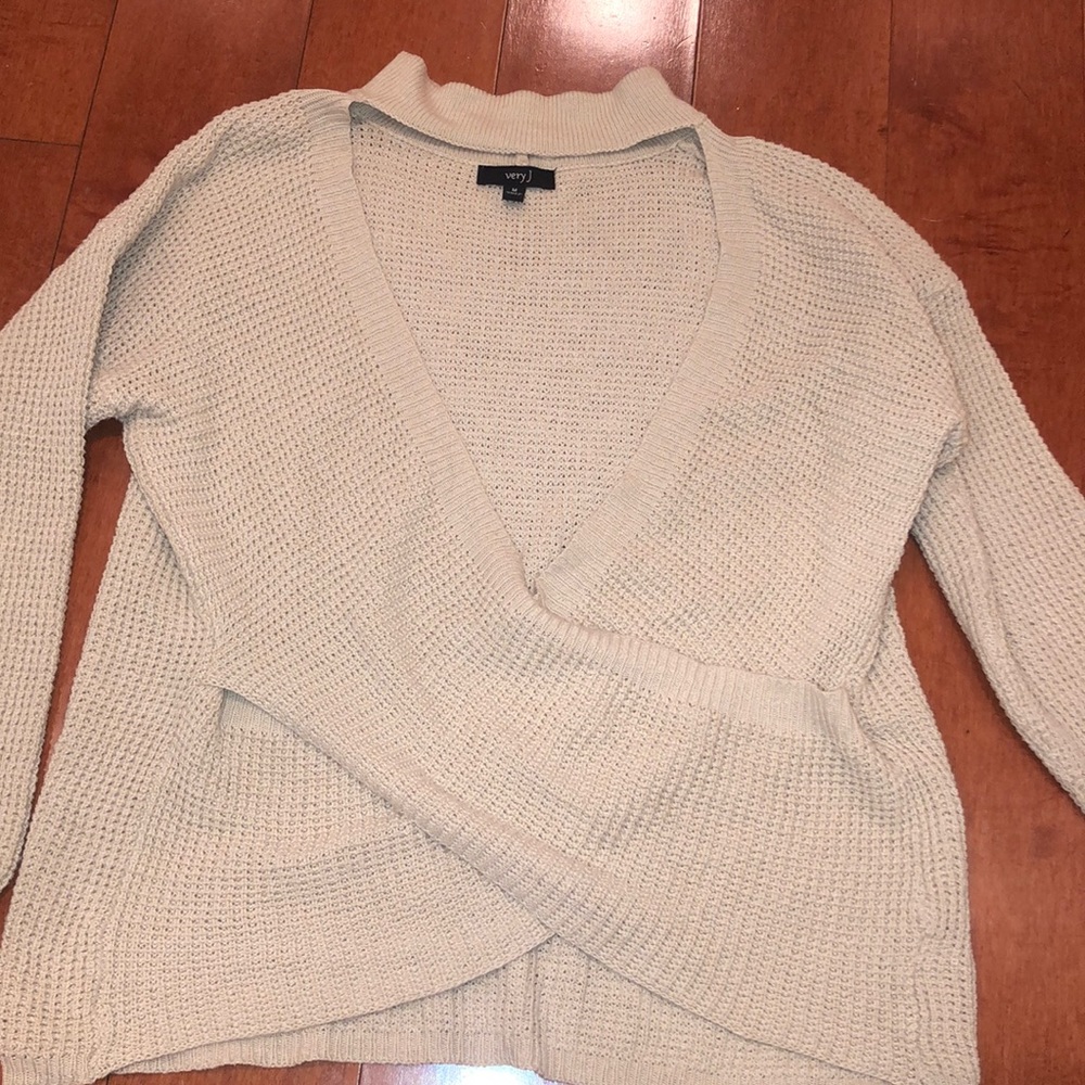 Cross Low V neck Crochet Sweater